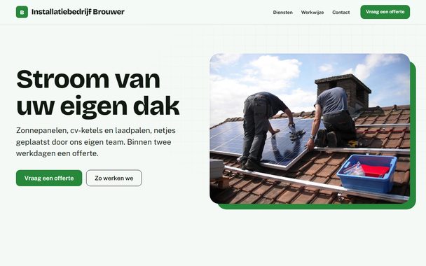 Installatiebedrijf Brouwer op een computer
